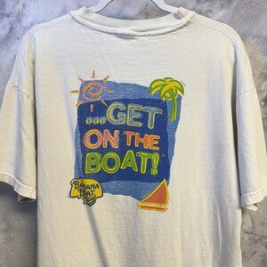 Vintage Banana Boat Sun Screen T Shirt Mens XL 23x27 White Summer Beach